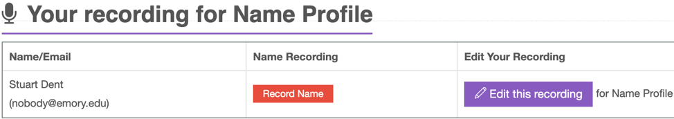 Record name in NameCoach